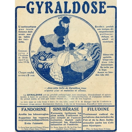 French Advertisement C1916 For Gyraldose An Antiseptic Feminine Hygiene Product Canvas Art - Ken Welsh Design Pics (13 x 17)