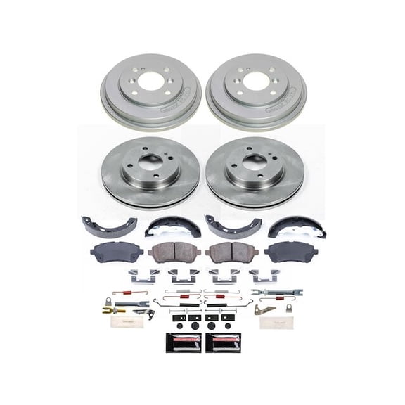 Front and Rear Brake Pad Rotor Shoe Drum Kit - Compatible with 2011 - 2019 Ford Fiesta 2012 2013 2014 2015 2016 2017 2018