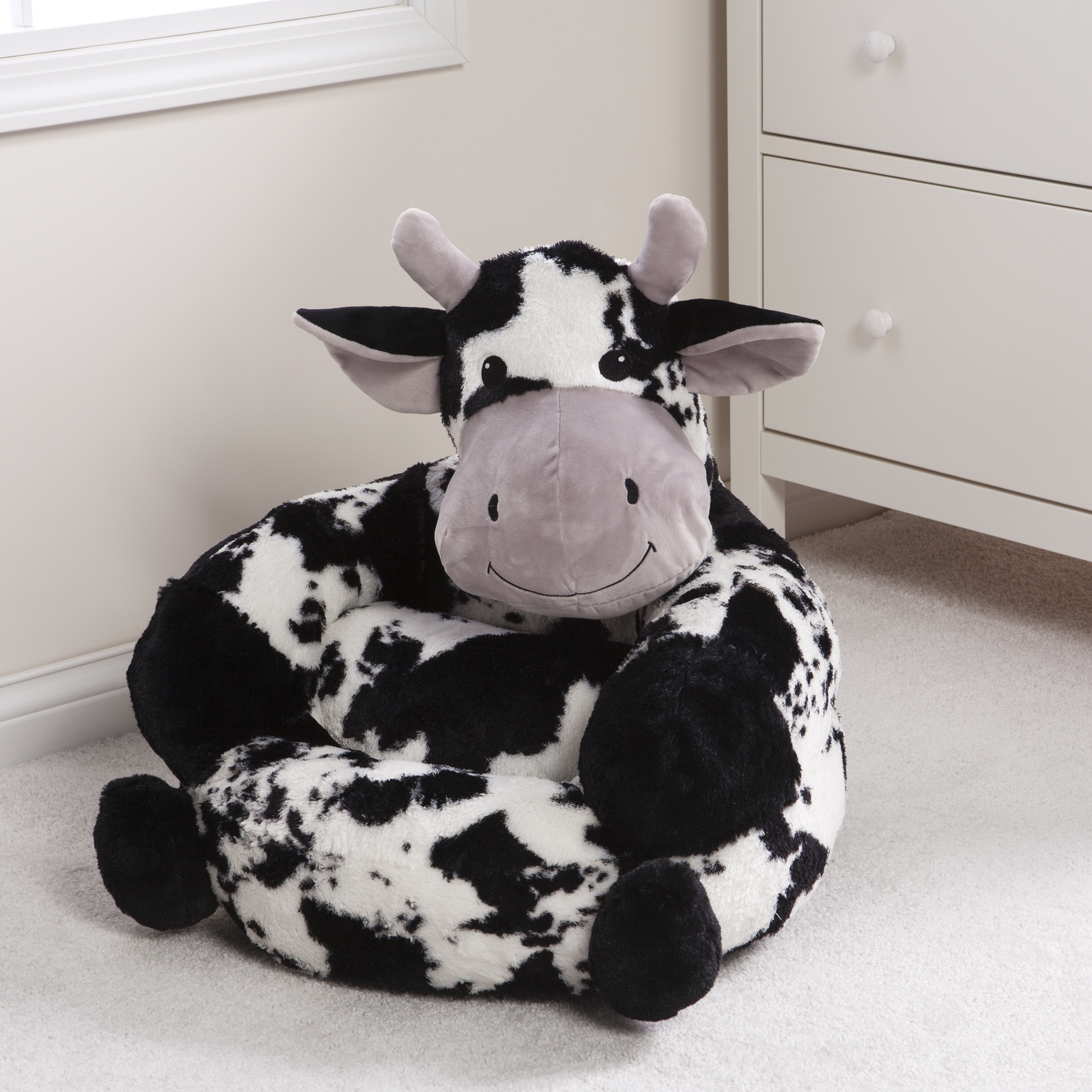 Trend Lab Toddler Plush Black and White Cow Character Chair - image 5 of 7