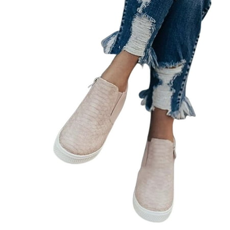 

huanledash Women Casual Wedge-soled Shoes Slip-on Elastic Band Zipper Booties Ankle Boots