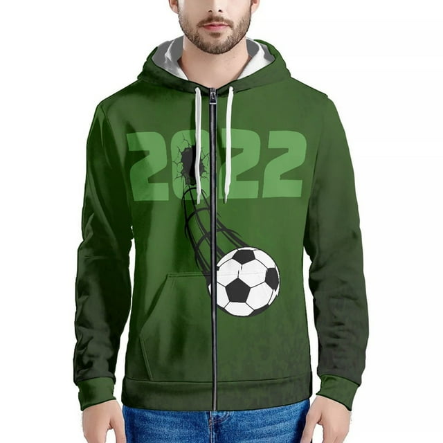 2022 Qatar Football World Cup Zip Hooded Sweater Netherlands Spain Brazil Fans Cheering Jacket