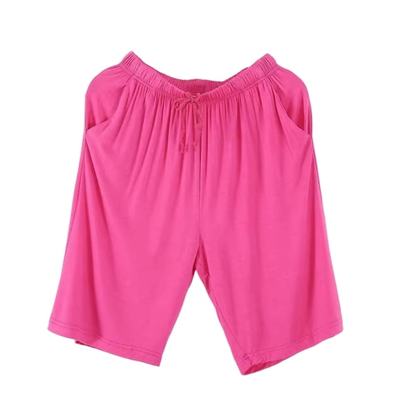 Womens Sleep Shorts 5 Inch Women’s Pajama Shorts Elastic Waist Drawstring Soft Comfy Sleep Short Pants Lightweight Casual Loungewear Shorts with Pockets Pinky 3XL