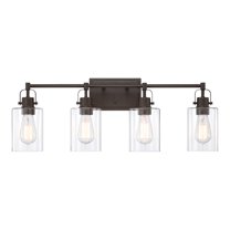 4-Light 30.91" Bathroom Vanity Light Dark Bronze Bathroom Light over Mirrors with Clear Glass Shade