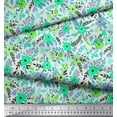 thumbnail image 3 of Soimoi Green Cotton Duck Fabric Leaves & Periwinkle Floral Print Fabric by the Yard 42 Inch Wide, 3 of 3