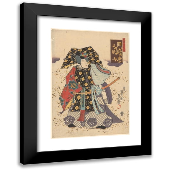 Utagawa Kunisada (Toyokuni III) 11x14 Black Modern Framed Museum Art Print Titled - An Actor with an Elaborate Robe (ca. 1845)