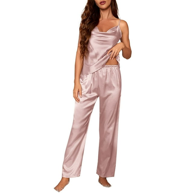 Conjunto de pijama de color liso para mujer: sujetador y pantalones sin costuras, poliéster, ropa informal/para estar por casa/para salir