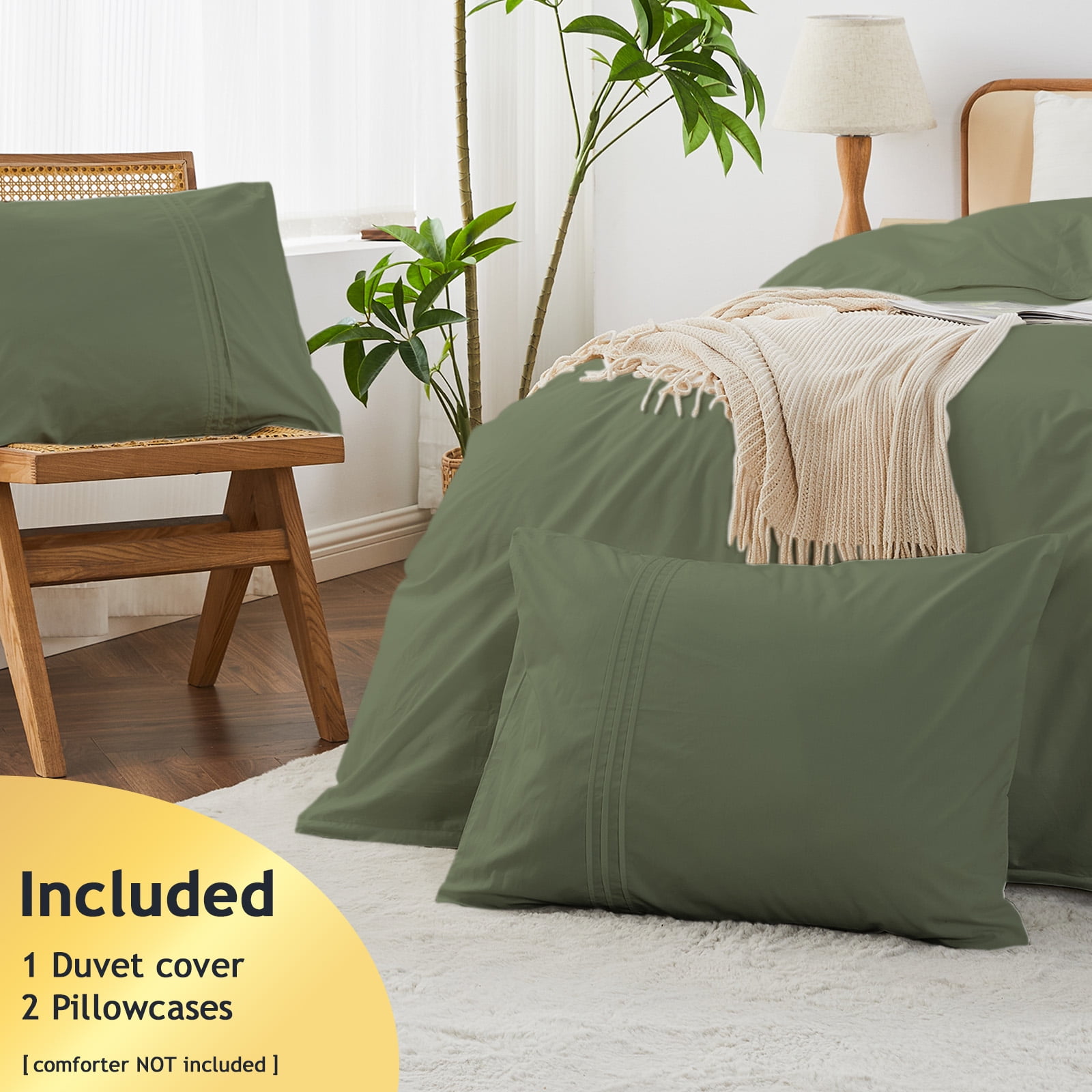 Kingrest Luxury Queen Duvet Cover Set Floral Printed, Soft & Breathable 100% Organic Cotton 3 Pieces Queen Bedding Sets, Pattern Queen Comfy Duvet Cover Set with Zipper Closure
