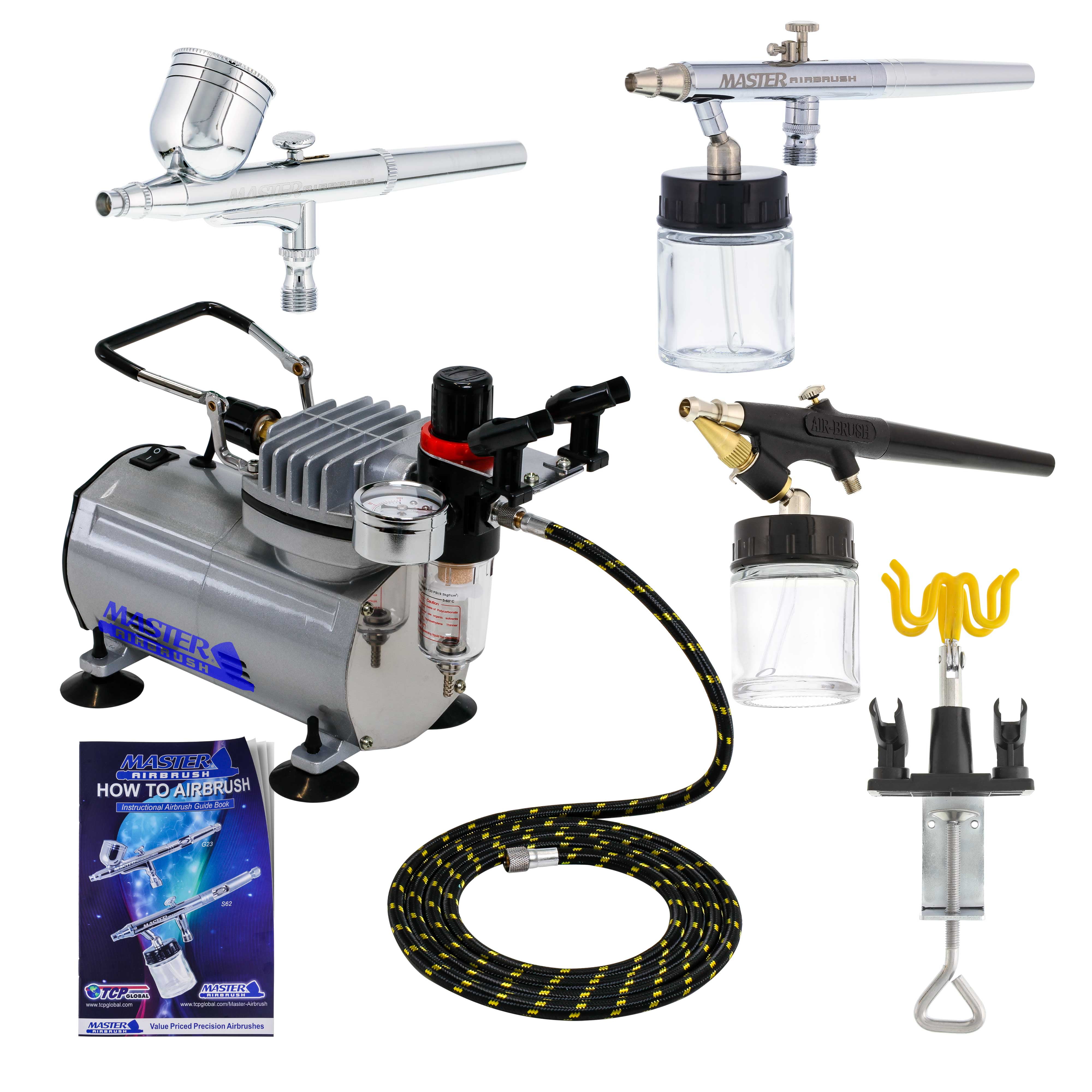 New 3 Airbrush & Compressor Kit DualAction Spray Air Brush Set Tattoo Nail Art