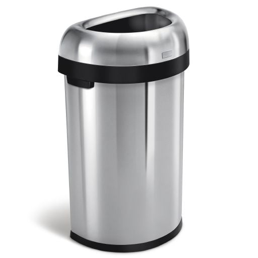 simplehuman 60 Liter / 15.9 Gallon Large SemiRound Open Top Trash Can