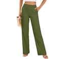 thumbnail image 4 of Womens Pants Casual Loose Cotton-Linen Wide Leg Drawstring Elastic Waist Solid Color Pockets Long Pants, 4 of 8