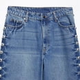 thumbnail image 3 of 2026 New Casual High-Waisted Straight Leg Jeans with Metal Rivet Embellishes, 3 of 4