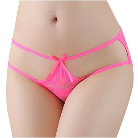

Women s Lace Panty Cheeky Cut-out Underwear Strappy Bikini Briefs See Through G-String Hipster Bow Underpants