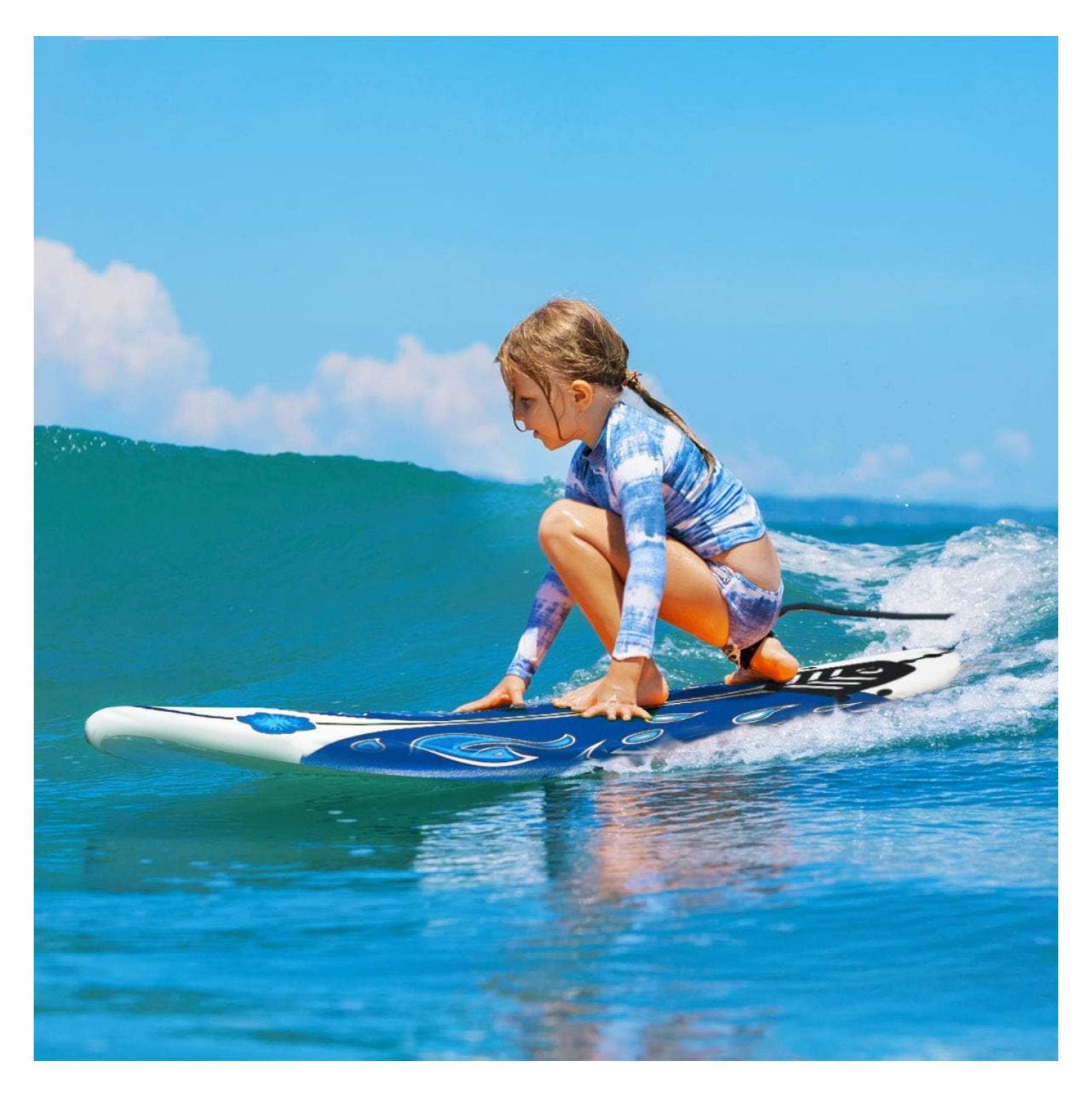 Surfboard, 6FT Stand Up Paddle Board with Removable Fins & Safety Leash, Lightweight Non-Slip Paddle Board for Teenagers, Adult, Beginners