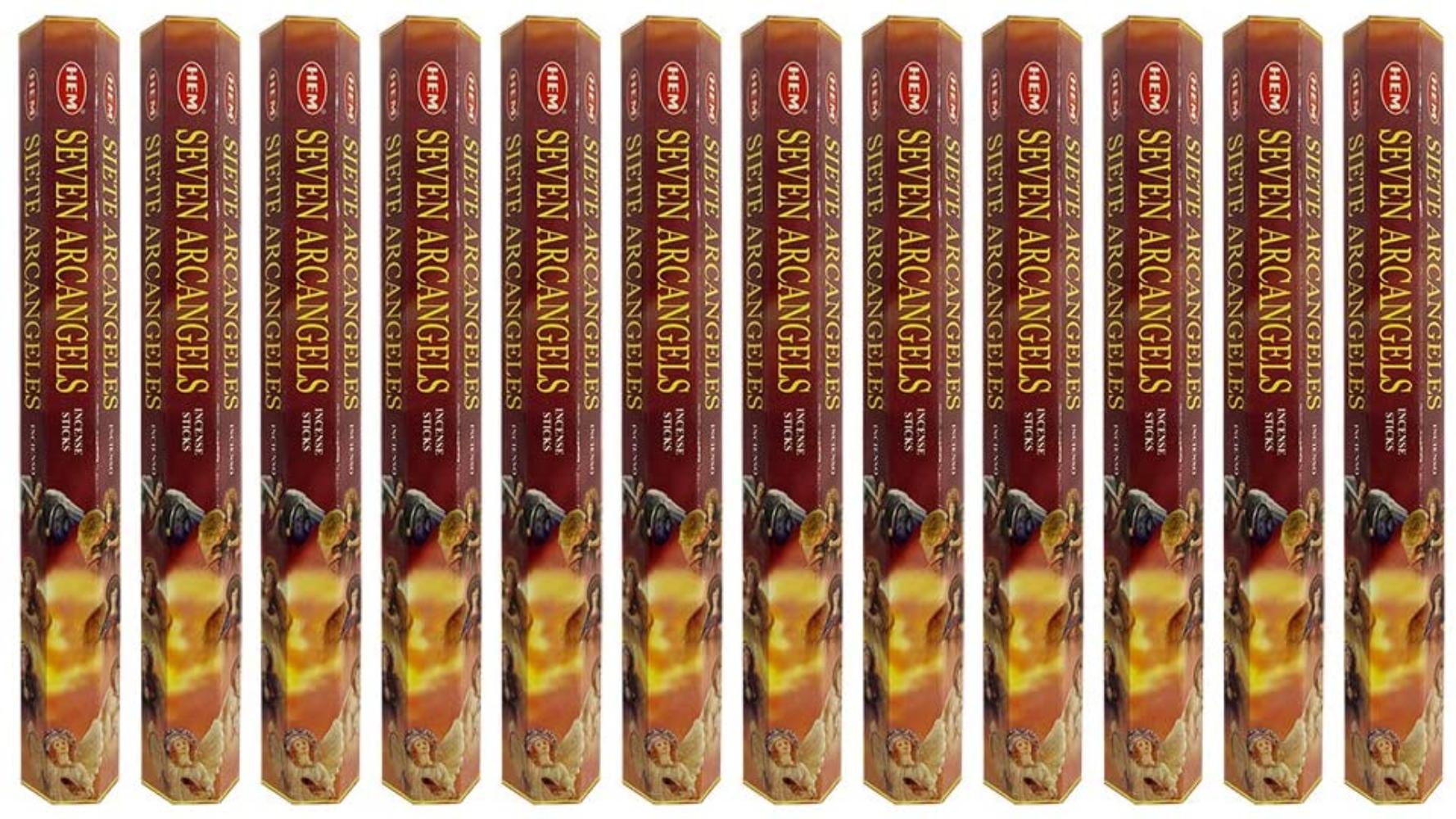 Hem 7 Archangels Incense Sticks Agarbatti Masala - Pack of 12 Tubes, 20 Sticks Each Box, Total 240 Sticks - Quality Incense Hand Rolled in India for.., By Brand Hem Incense