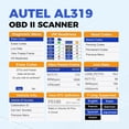 thumbnail image 4 of Autel OBD2 Scanner AL319 Code Reader, Enhanced Check Reset Engine Fault Code, Live Data, Freeze Frame, 4 of 9