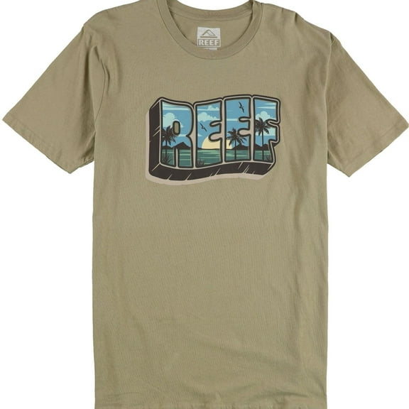 Reef Mens Highlands Graphic T-Shirt, Beige, Medium