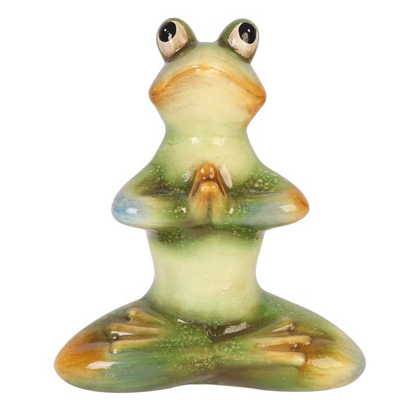 Topadorn Statue de Grenouille en Céramique Yoga, Sculptures de Grenouille Assise pour Bureau, Ornements Décoratifs de Jardin