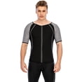 thumbnail image 2 of Men's Athletic Tee Shapewear Top Heat Shaper Jacket Zipper Sauna Top Short Sleeve Compression T-Shirt, 2 of 9