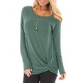 thumbnail image 1 of Mujer Casual Manga Larga Túnica Tops Un Solo Hombro Color Sólido Camiseta para Fiesta Compras Ocio Viajes Verde M, 1 of 6
