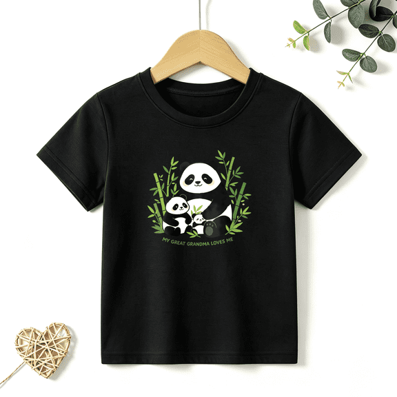 Boys Graphic T Shirt Cute Panda Family Short Sleeve Kids Tee Animal Lover Style 100% Cotton Soft Child Tops 4-13Y