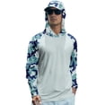 thumbnail image 2 of Camo Print Sun Hoodie for Men with Mask UPF 50+ Fishing Blouses Long Sleeve UV Rash Guard Cooling Lightweight Hoodies Light Blue L, 2 of 5