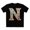 Black, variant on Letter N Graphic Design Tee Unisex 100 Cotton With Antique Gold Letters Artwork T-Shirt