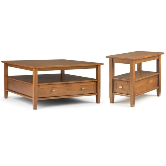 Home Square 2-Piece Set with 36" Square Coffee Table and 14" Narrow Side Table