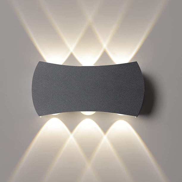 Aplique de pared LED de 12 W para interior y exterior, resistente al agua IP65, 1200 lm, moderno aplique de aluminio, blanco neutro de 3000 K.
