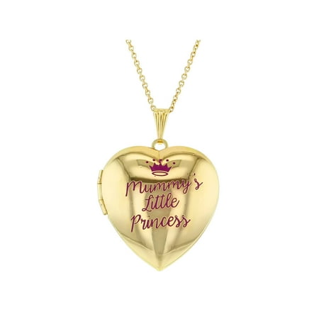 - Mummy's Little Princess Crown Photo Pendant Heart Locket Necklace for Girls 16