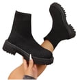 thumbnail image 6 of Tawop Boots for Women Chunky Low Heel Thick Sole Fall Black Boots, 6 of 9