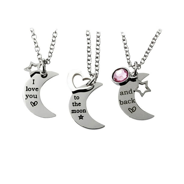 R H Jewelry R H Jewelry Set Of 3 Pieces I Love You To The Moon And Back Pendants Triple Necklace Walmart Com Walmart Com