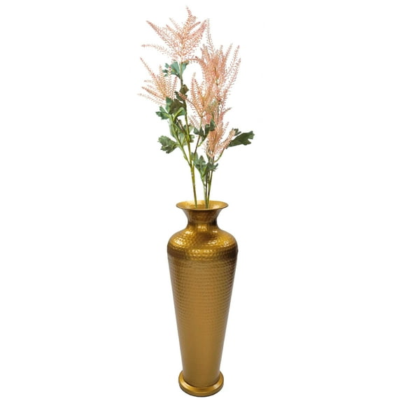 Decorative Modern Gold Metal Hammered Floor Flower Vase for Entryway