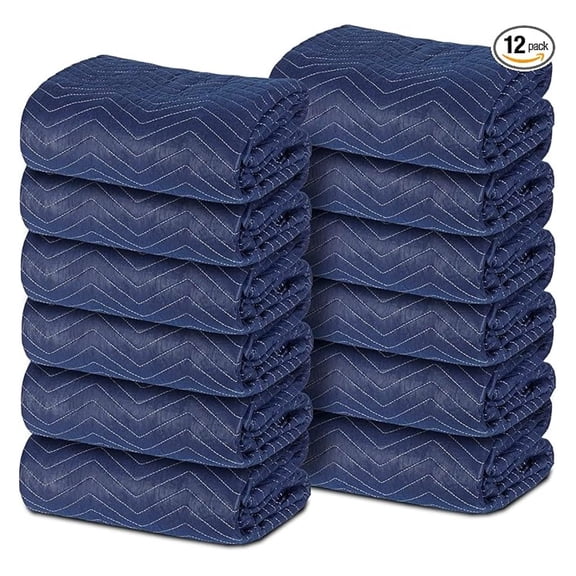 SONGMY 12 Pack Heavy Duty Moving Blankets - 80x72" Quilted Furniture Pads for Moving & Storage, Professional Packing Blankets (35 lb/dz)