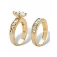 thumbnail image 2 of PalmBeach Jewelry 1.78 TCW Marquise-Cut Cubic Zirconia Two-Piece Bridal Set Gold-Plated, 2 of 5