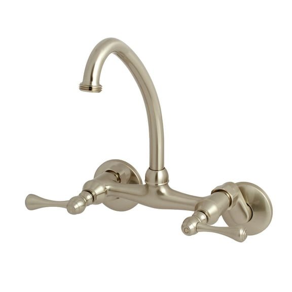 Kingston Brass KS374SN Kingston Two Handle Wall Mount Laundry Faucet, Brushed Nickel