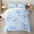 thumbnail image 2 of Meiyoeat Delicate Blue Bow Quilt Full,Watercolor Ribbon Bowknot Print Full Bedspread Sets for Bedroom, 2 of 7