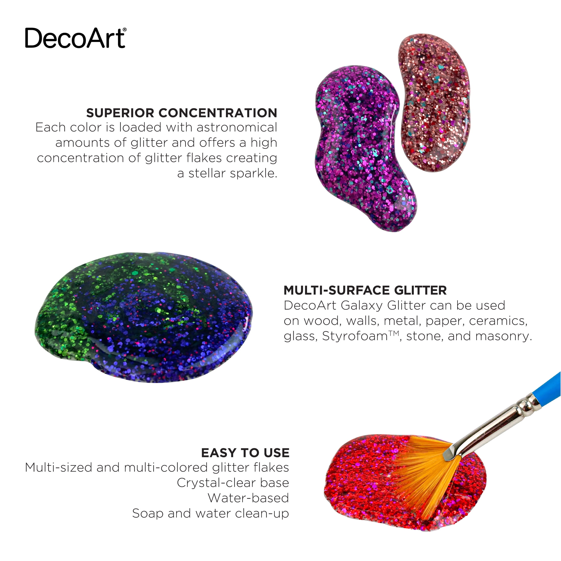 Decoart Galaxy Glitter Acrylic Paint 2Oz-Meteor - Aqua