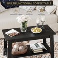 thumbnail image 3 of OUYAWEI 2-Tier 31.49Inch Coffee Table for Living Room, Industrial Coffee Table with Storage Shelf,Farmhouse Center Table,Rectangle Wood and Stable,Space Saving Easy Assembly,Black, 3 of 8