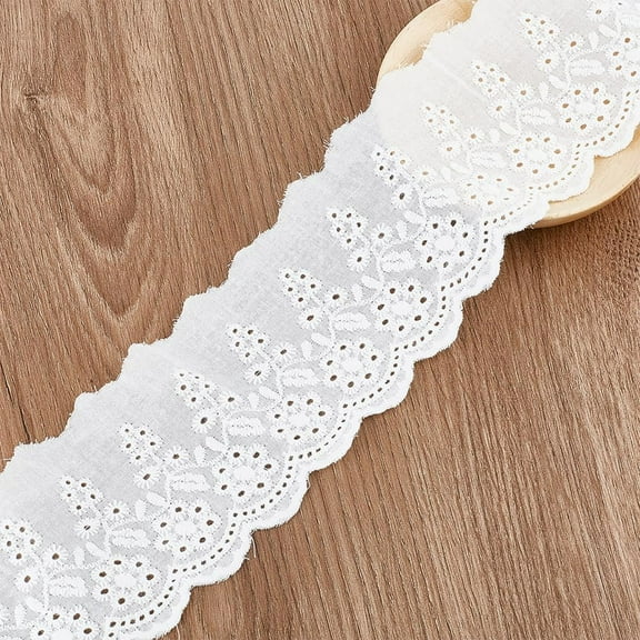 8 Yards Cotton Flower Hollow Lace Ribbon Embroidery White Lace Trim Vintage Lace Fabric Eyelet Lace Trim