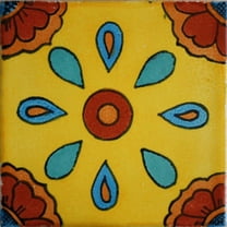 4.2x4.2 Canary Talavera Mexican Tile, Set of 9 pcs