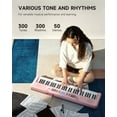 thumbnail image 4 of Donner DEK-200 61 Key Piano Full-Size Electronic Keyboard Set, Dual Keyboard, Auto Accompaniment, Metronome, Record, Includes 300 Tones and Rhythms, with Stand, Bench, Microphone, Pink, 4 of 7