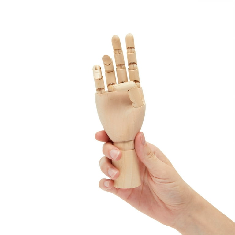 Juvale Wooden Hand Model, 7 Art Mannequin Figure with Posable Fingers for Drawing, Art Supplies