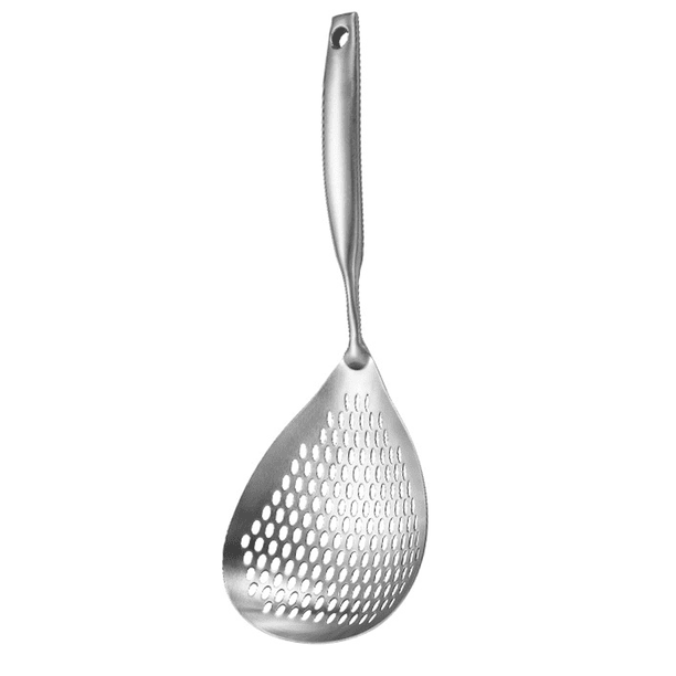 Colador de acero inoxidable, colador grande de mango largo, cuchara de aceite de cocina para el hogar MFZFUKR CPB-US-PSF59-2