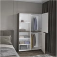thumbnail image 2 of Modern White Mahogany Armoire, Freestanding Wardrobe Cabinet with Hanging Rod and Shelves for Bedroom, 2 of 8