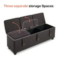 thumbnail image 5 of MCombo Storage Ottoman Bench, Faux Leather Upholstered Footstool with 3 Storage Compartments, Bed End Bench for Bedroom, Entryway W431(Dark Brown), 5 of 9