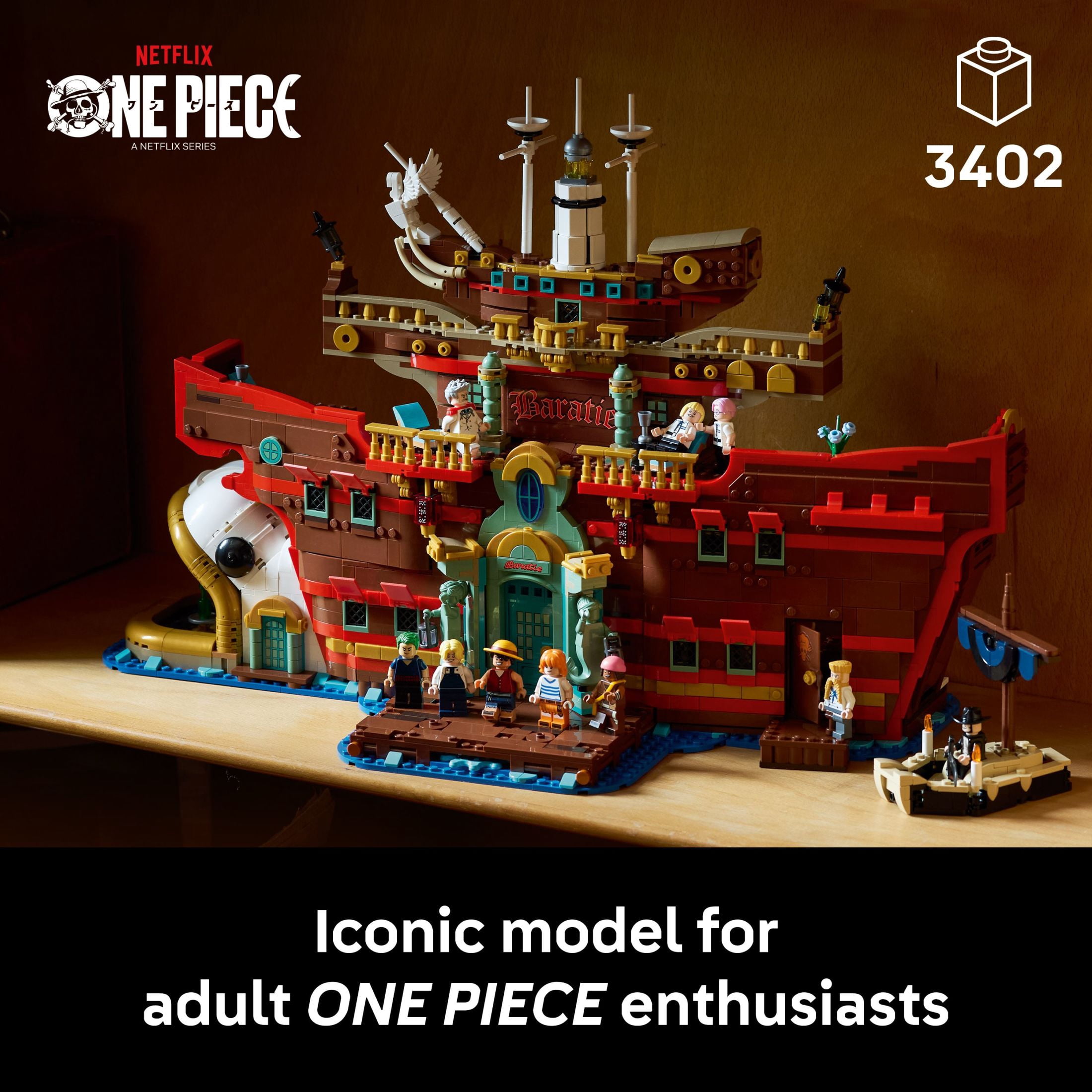 LEGO ONE PIECE The Baratie Floating Restaurant 3D Puzzle for Adults - Collectible Building Blocks for Anime Fans, 18+ - Arts and Crafts DIY Kit W/10 Minifigures - Gift Idea for Birthdays -  75640