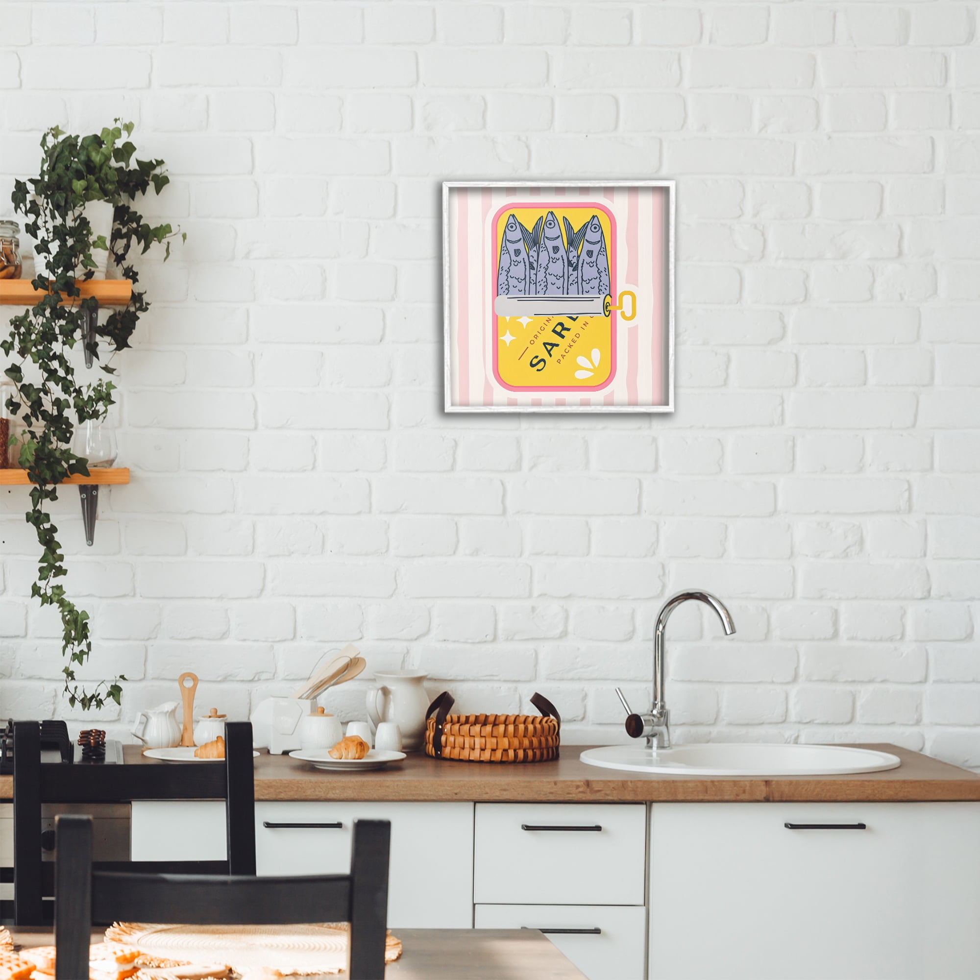Stupell Industries Yellow Sardine Tin White Framed Giclee Art, design by Creative Studio