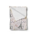 thumbnail image 2 of Paris Soft Flannel Fleece Throw Blanket, Eiffel Tower Sketch with Hand Lettering City Name Keys Quill Love Capital, Cozy Plush for Indoor and Outdoor Use, 50" x 70", Multicolor, by Ambesonne, 2 of 5
