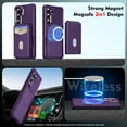 thumbnail image 6 of Compatible with MagSafe Magnetic 2 in 1 Detachable For Samsung Galaxy S21 FE Wallet Case with Card Holder,for Women Men,PU Leather RFID Blocking Flip Kickstand Credit Slots Phone Case, Purple, 6 of 8