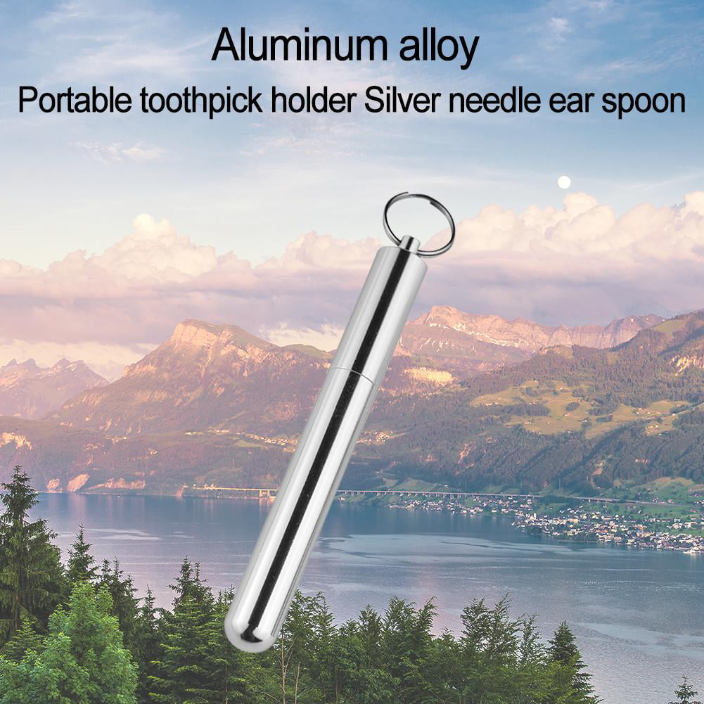 Sevenfly Metal Portable Toothpick Holder Pocket Toothpick Holder Aluminum Waterproof Case Toothpick Container for Outdoor,86 * 11mm